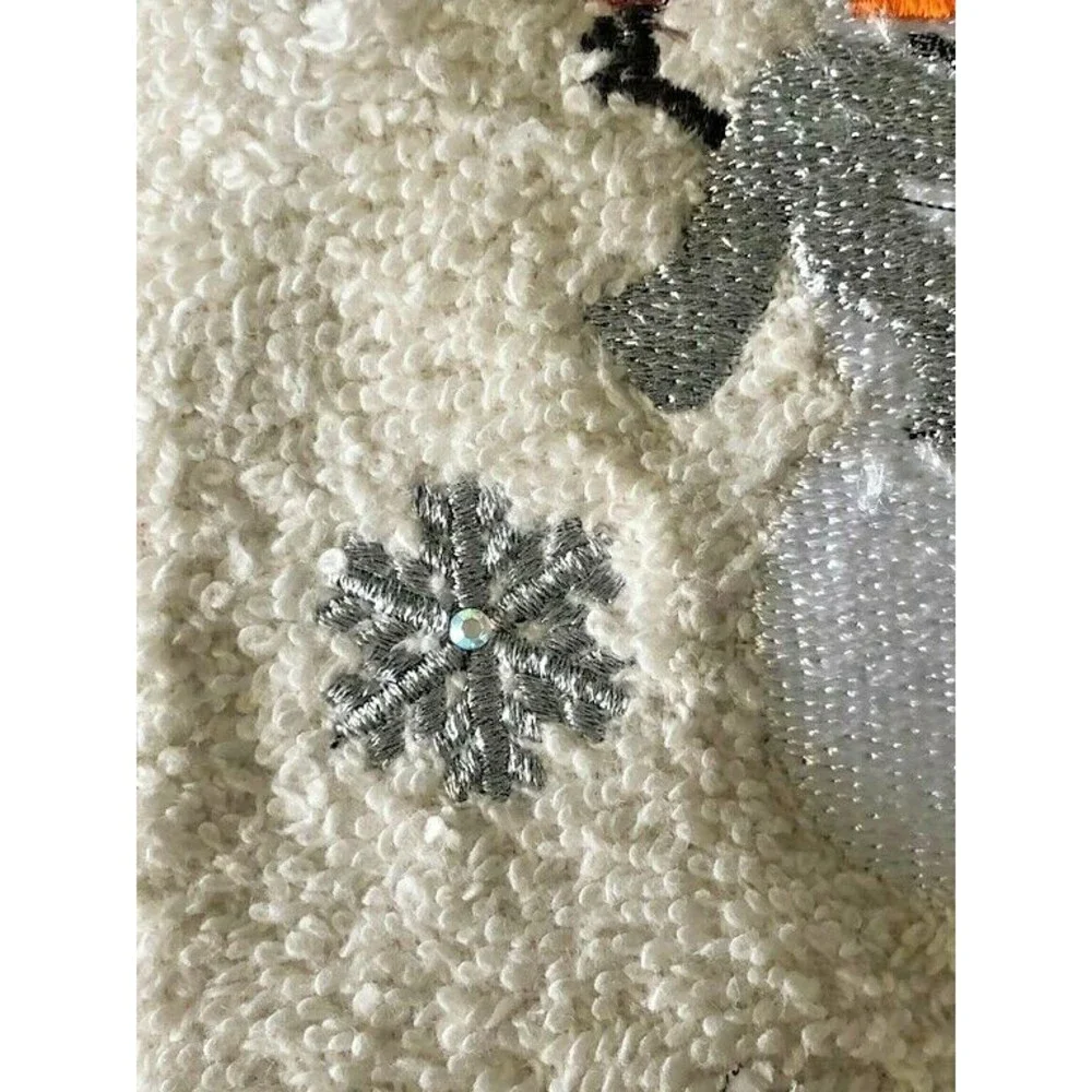 Christmas Welcome Winter Hand Towels Embroidered Snowman Rhinestone Set of 2